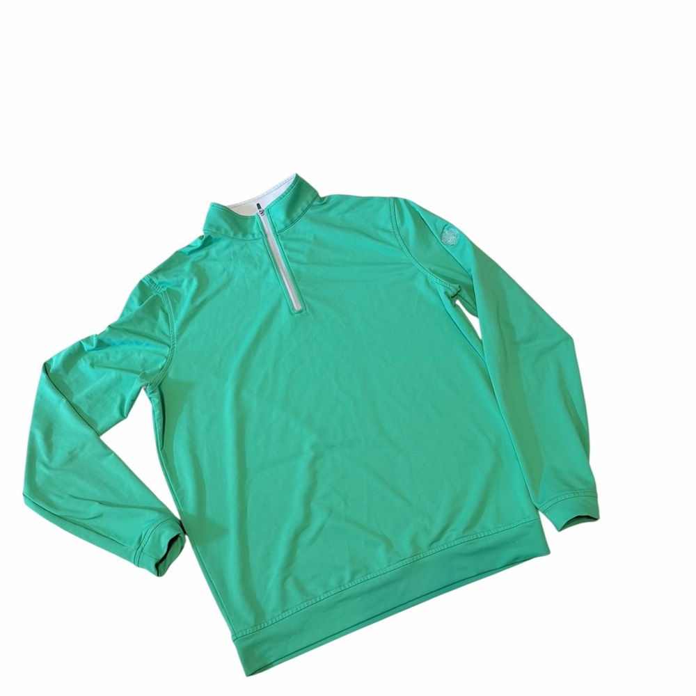 Peter Millar Men's Mint Green Quarter-Zip Performance Sweater
